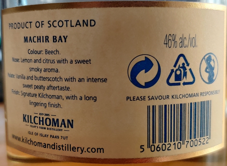 Kilchoman Machir Bay - Bottle back