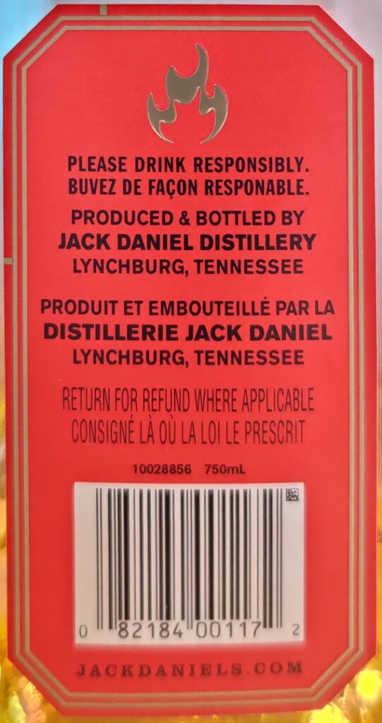 Jack Daniel’s Tennessee Fire - Bottle back