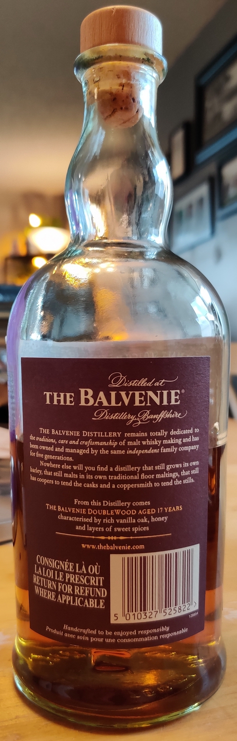The Balvenie DoubleWood 17 - Bottle back