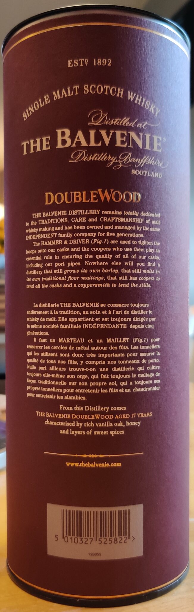 The Balvenie DoubleWood 17 - Tube back