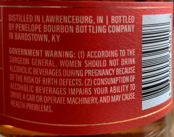 Penelope Barrel Strength Bourbon - Bottle Side