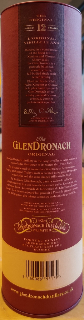 GlenDronach Original Aged 12 Years - Tube back