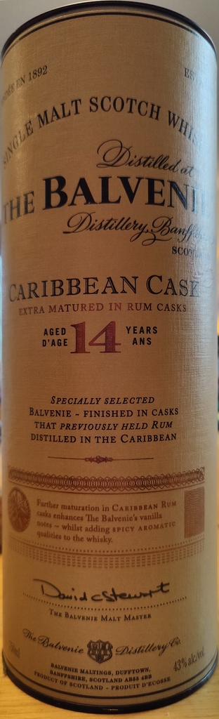 The Balvenie Caribbean Cask 14 Year - Tube Front