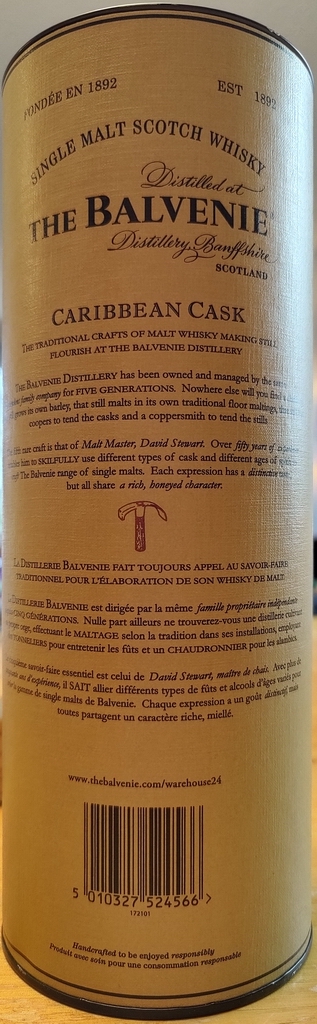 The Balvenie Caribbean Cask 14 Year - Tube Back